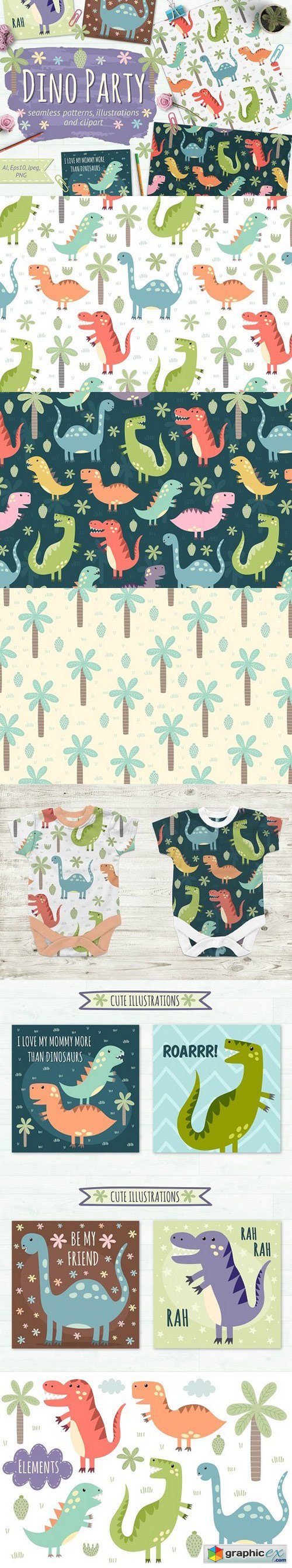 Dino Party: patterns & illustrations