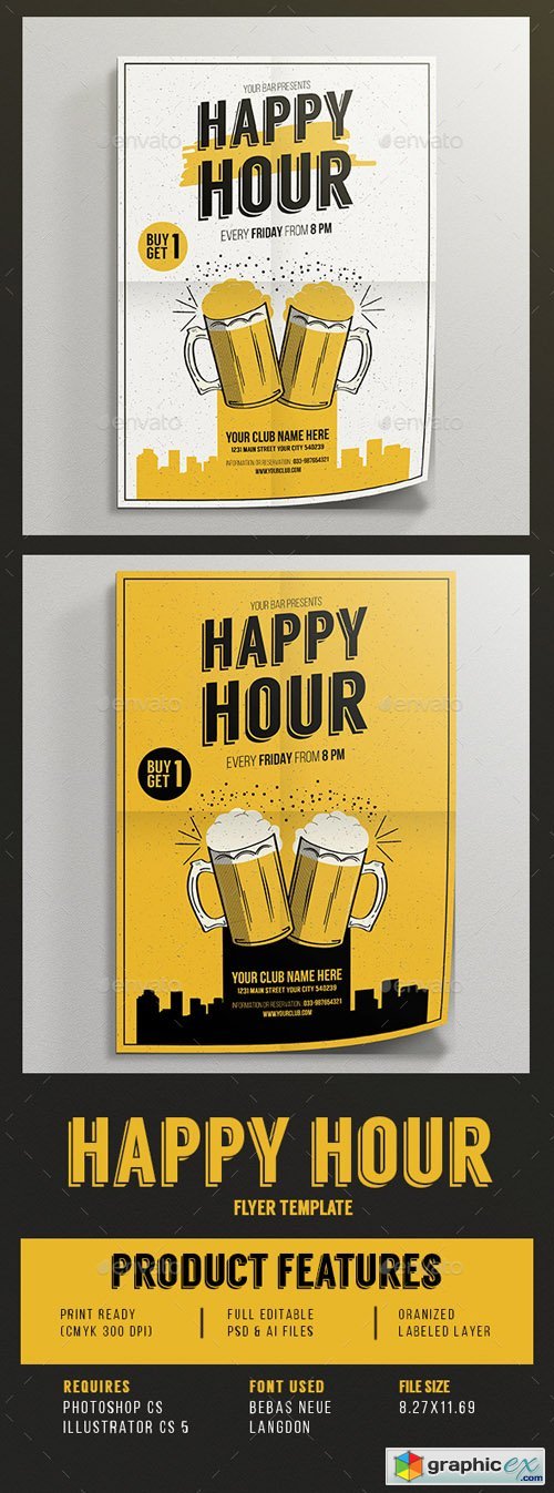 Happy Hour beer promotion flyer