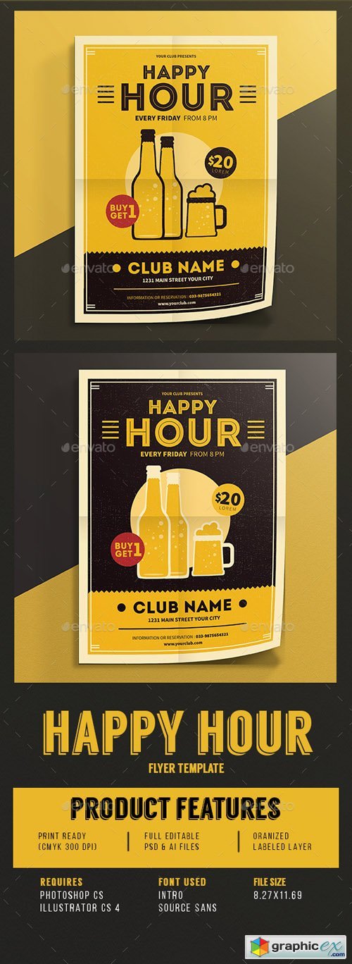 Happy Hour Beer Promotion Flyer Vol.03