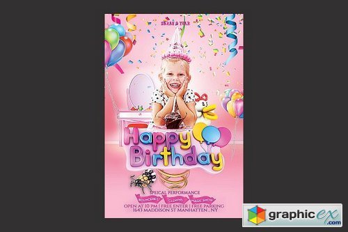 Kids Birthday Party Flyer 1808914