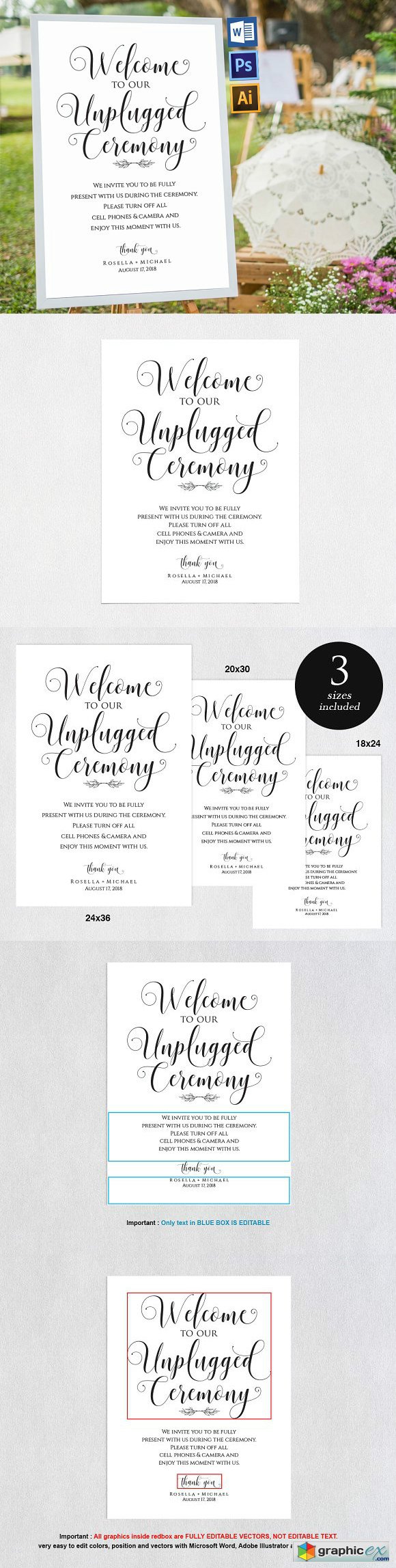 Unplugged wedding sign Wpc355