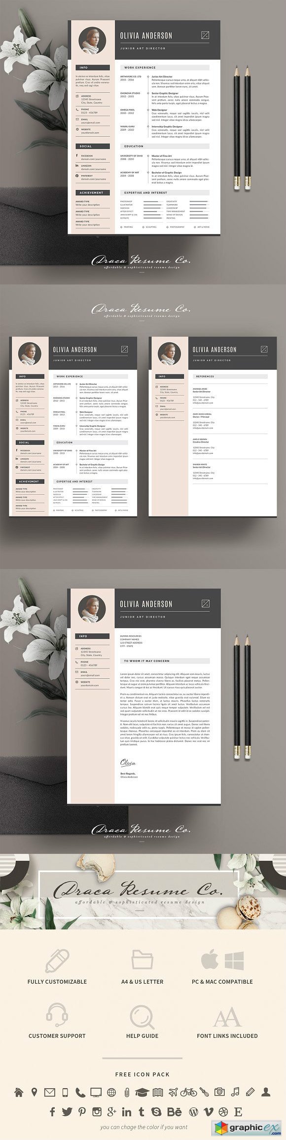Resume Template 3 Pages Pack OA