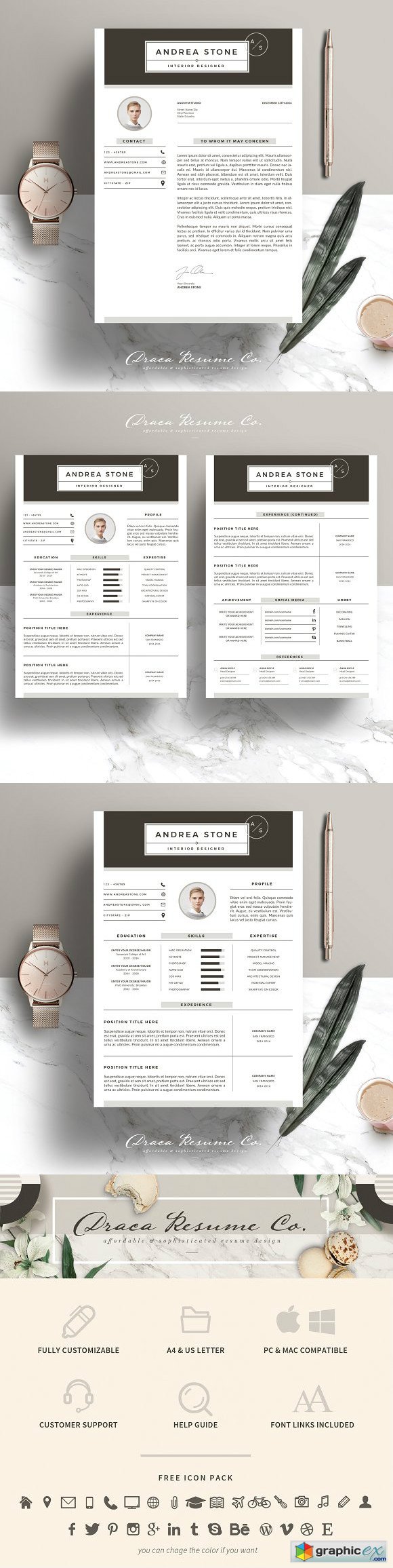 Resume Template 3 Page Pack AS