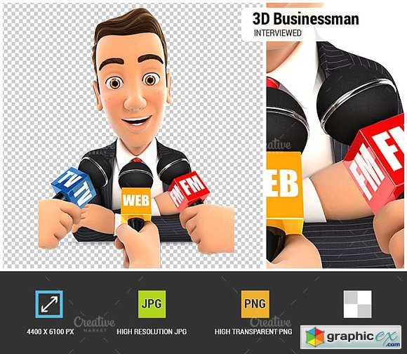 3D Businessman Being Interviewed