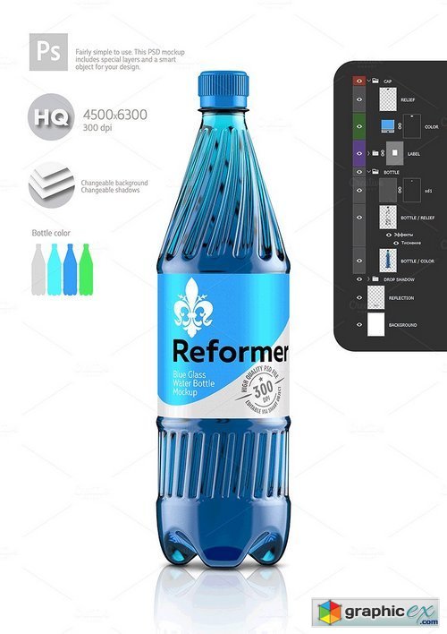 1,5L Water Bottle Mockup