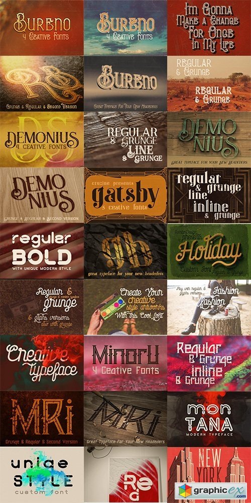 The Creative & Grunge Font Toolkit (12 font families)