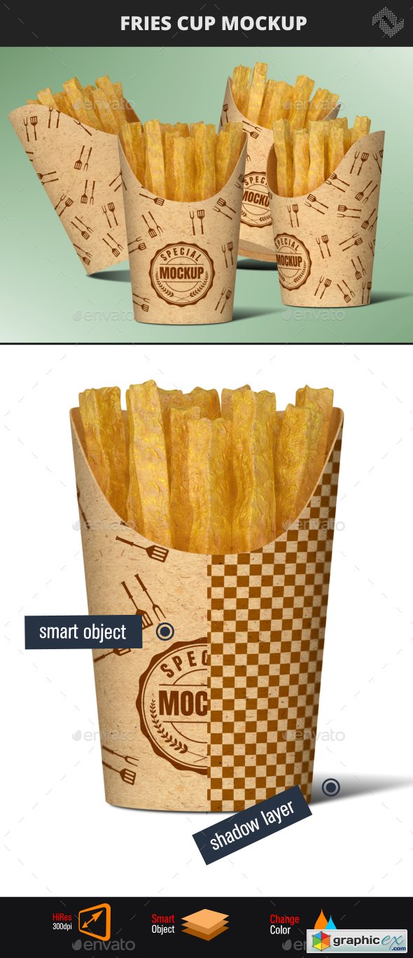 Recycled Paper Fries Cup Mockup