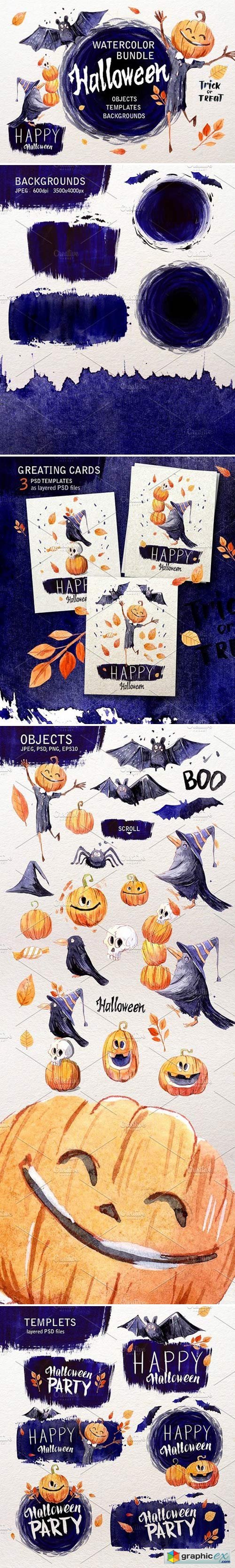 Halloween. Watercolor set
