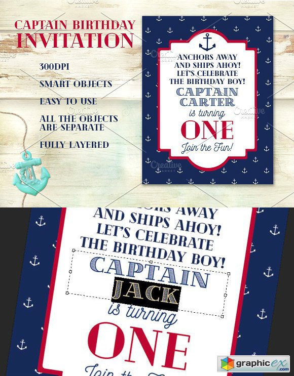 Captain Birthday Invitation