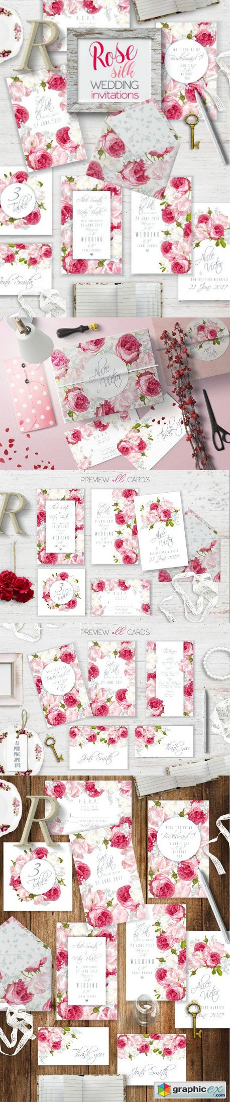 Rose Silk Wedding invitations