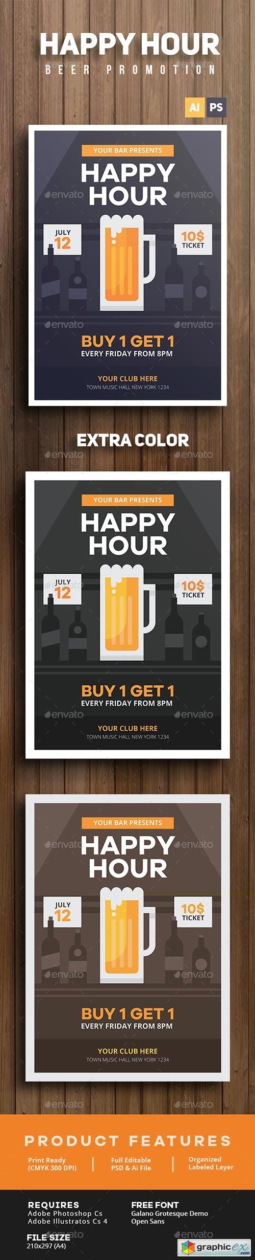 Happy Hour Beer Promotion Flyer 14265779