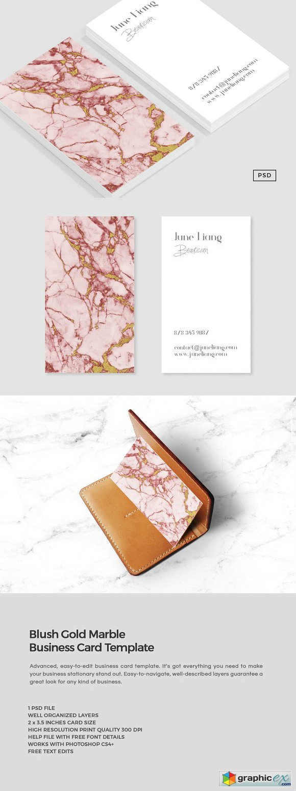 Blush Gold Marble Business Card