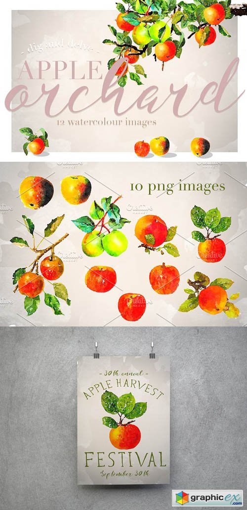 Apple Orchard Watercolour Design Set
