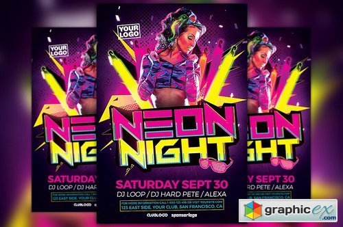 Neon Party Flyer Template