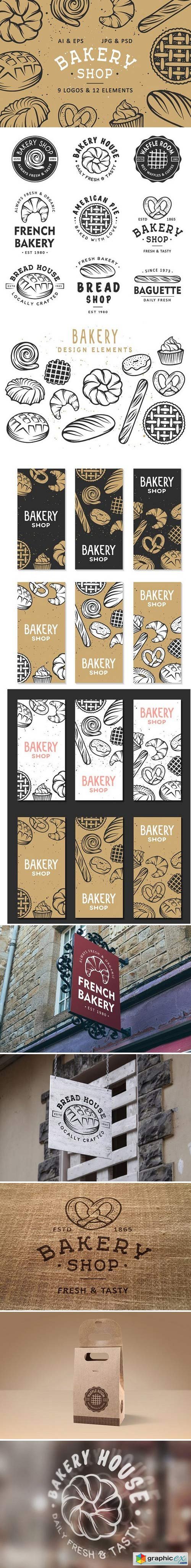 Set of bakery logos and elements