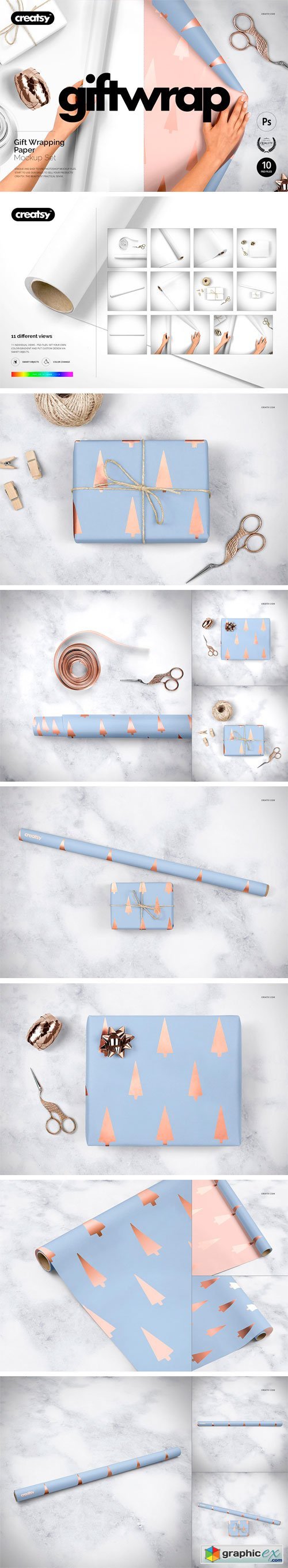 Gift Wrapping Paper Mockup Set 1867279