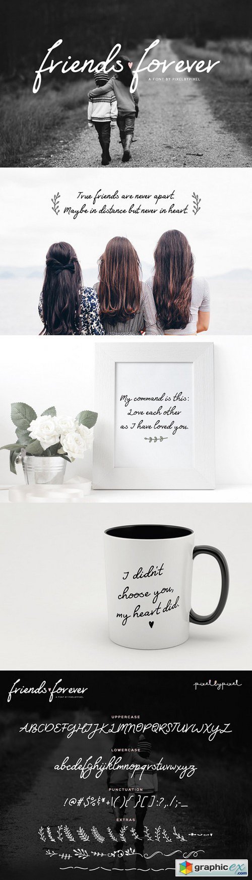 Friends Forever Font + Floral Extras