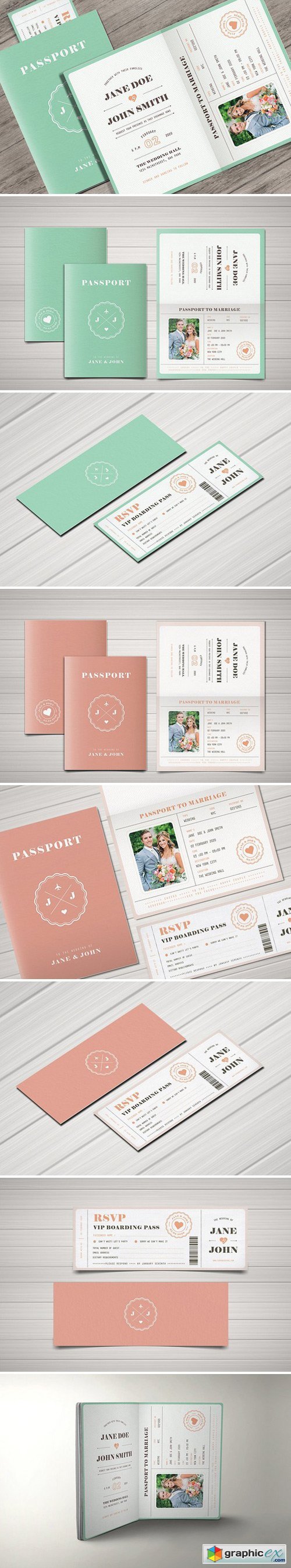Pastel Passport Wedding Invitation