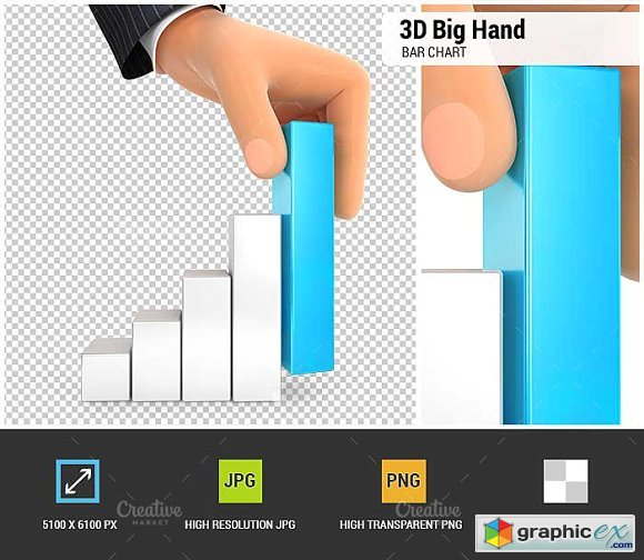 3D Big Hand and Bar Chart