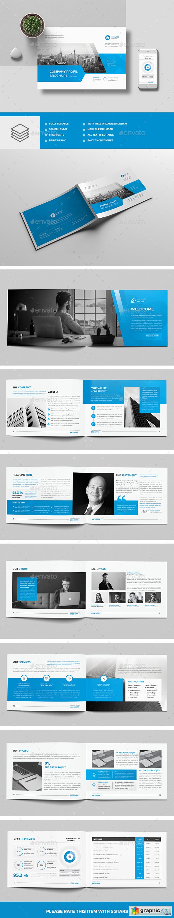 The Blue Corporate Brochure Landscape
