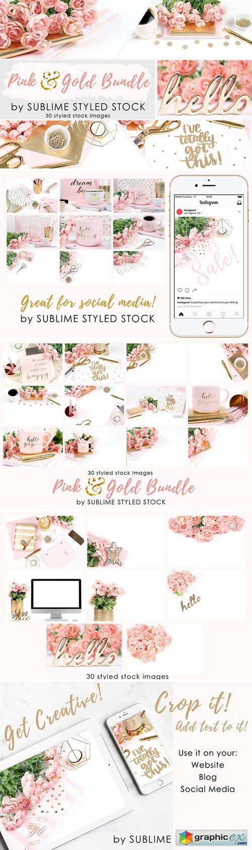 Bundle ~ Pink and Gold, bundle of 30