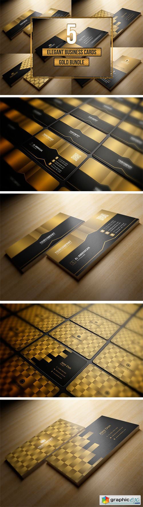 5 Gold Business Cards Bundle