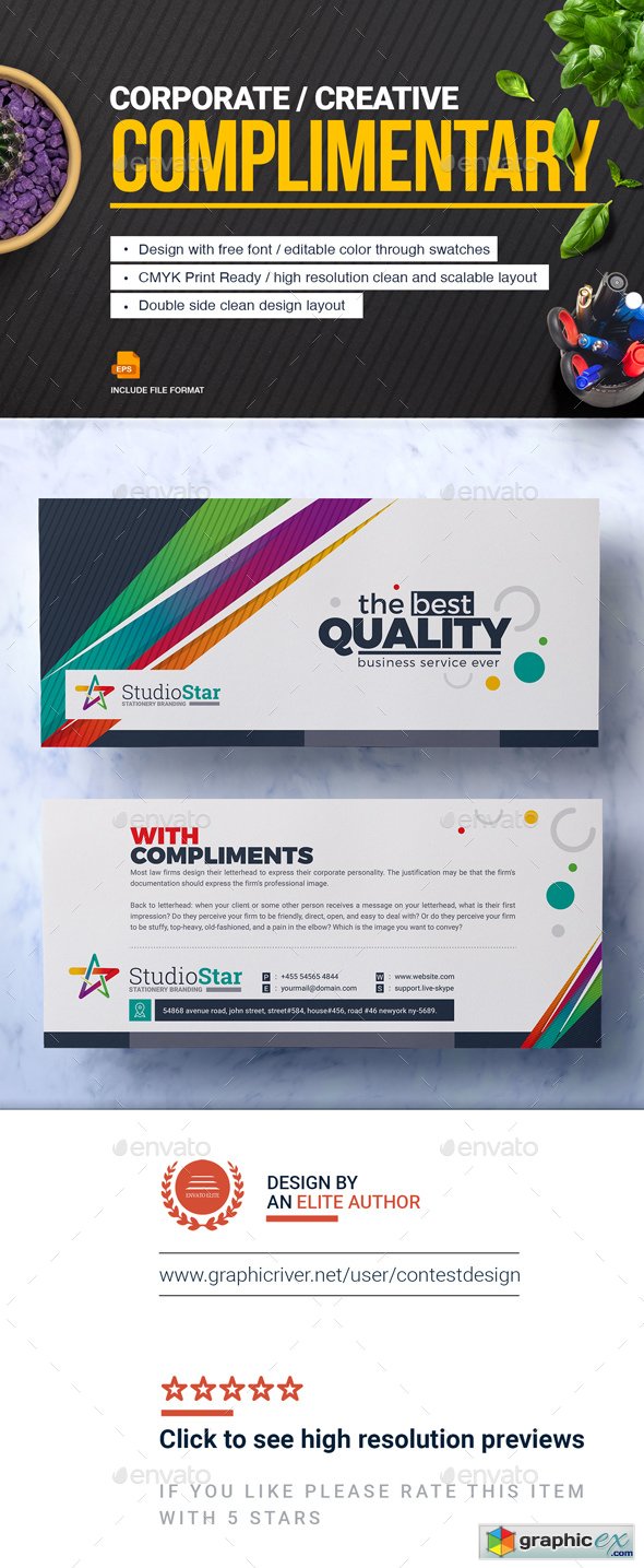 Complimentary | Compliment Slip Template | Compliment Card Design Template