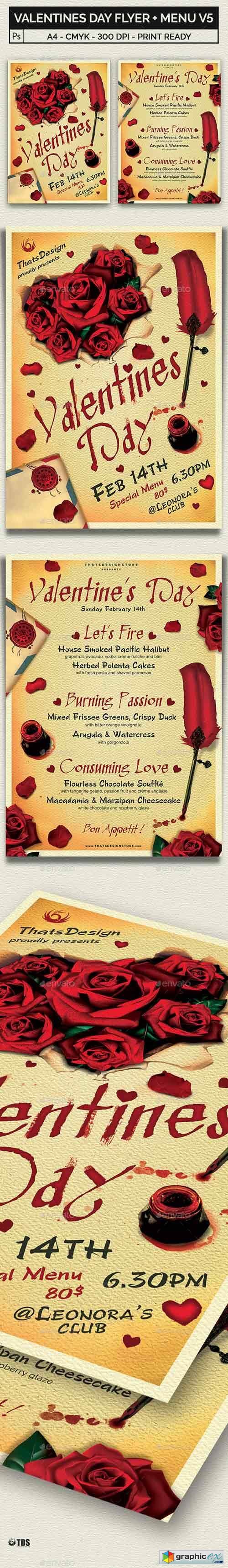 Valentines Day Flyer + Menu Bundle V5