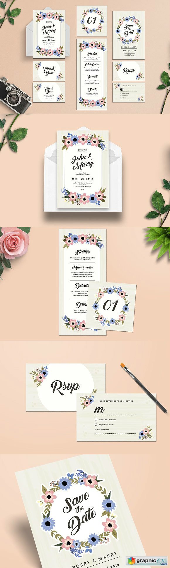 Floral Wedding Invitation Suite 1325795