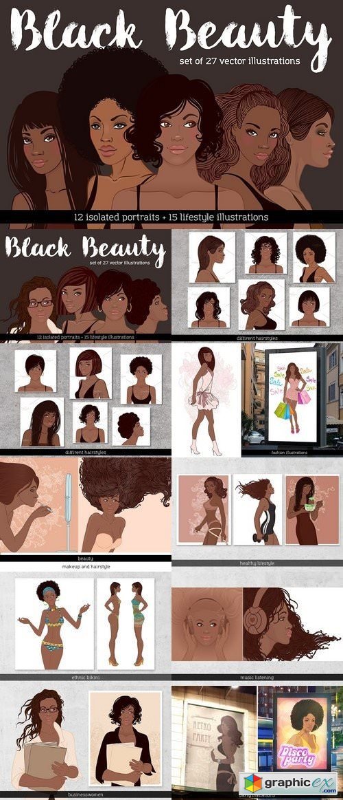 Black Beauty Vector Set. Vol. 1