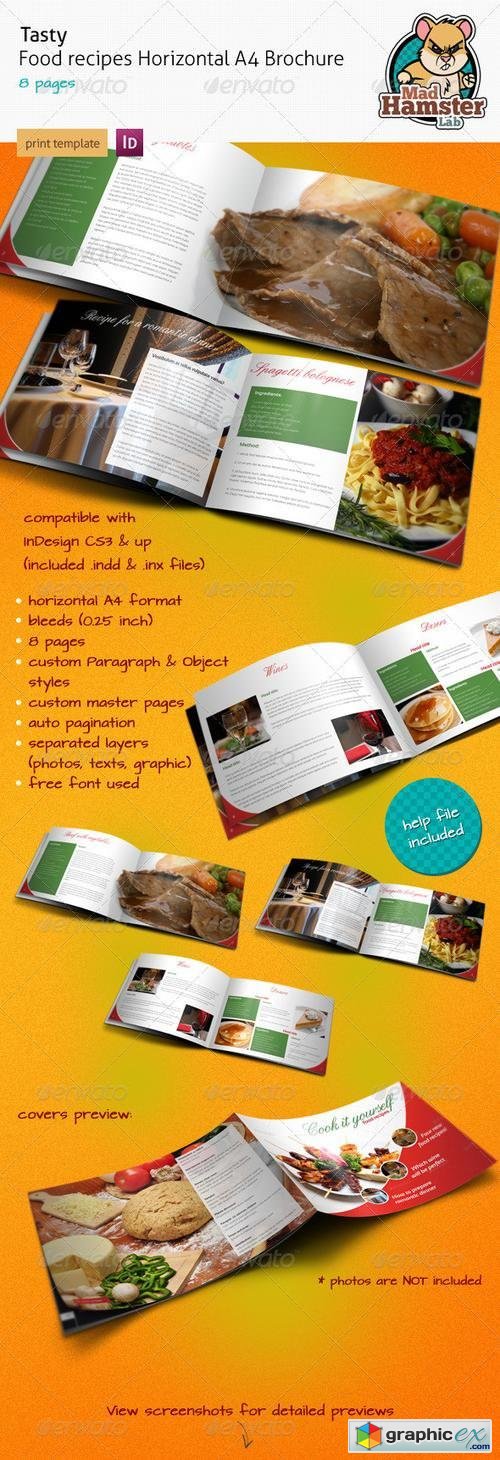 Tasty Food Recipe A4 Horizontal Brochure