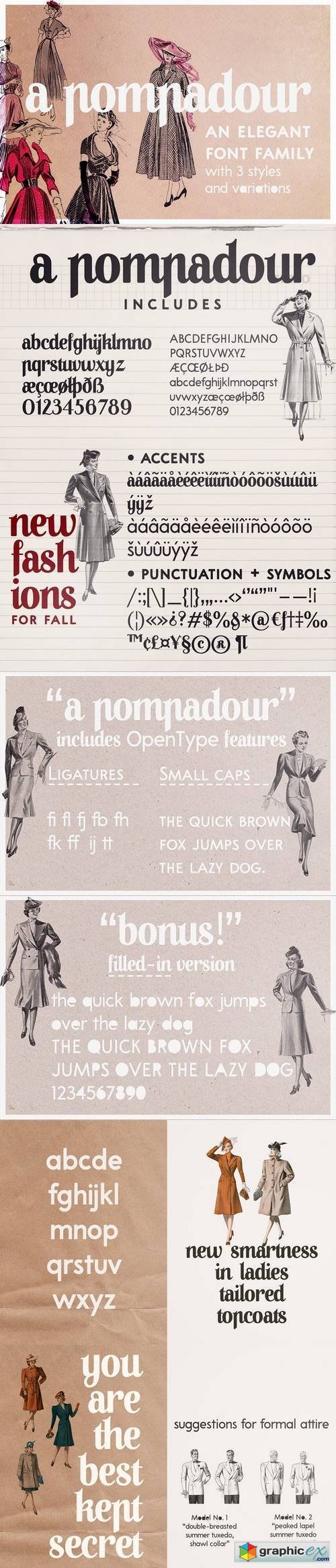 A Pompadour font | a font family