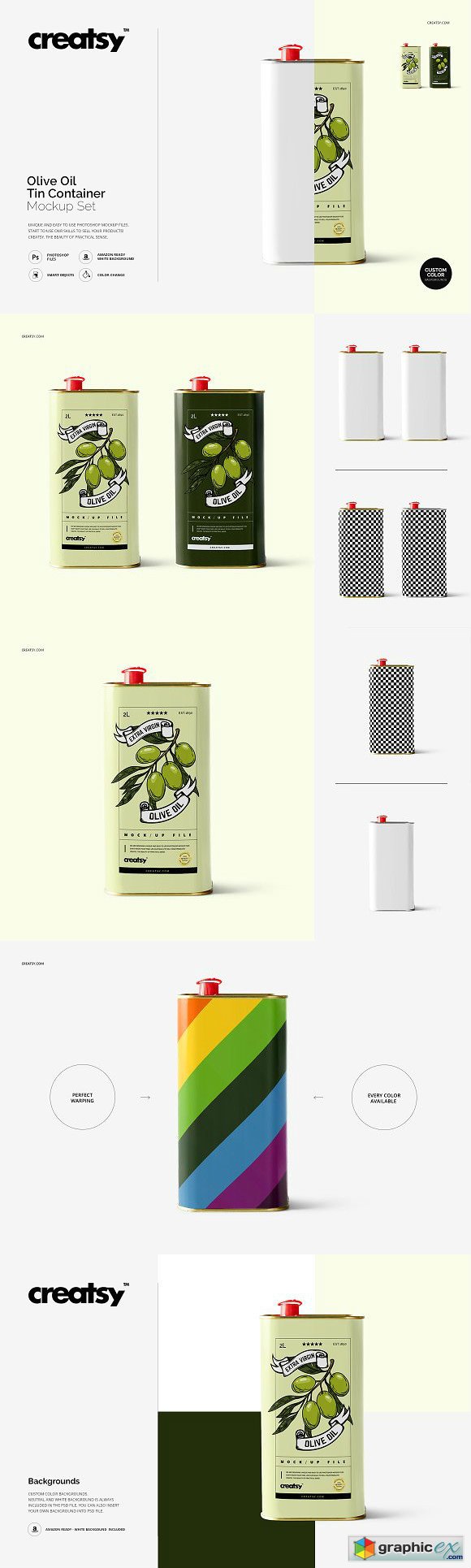 Olive Oil Tin Container Mockup Set