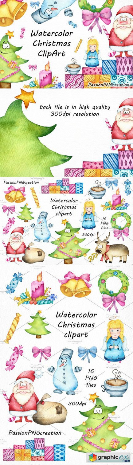 Watercolor Christmas clipart 2036790