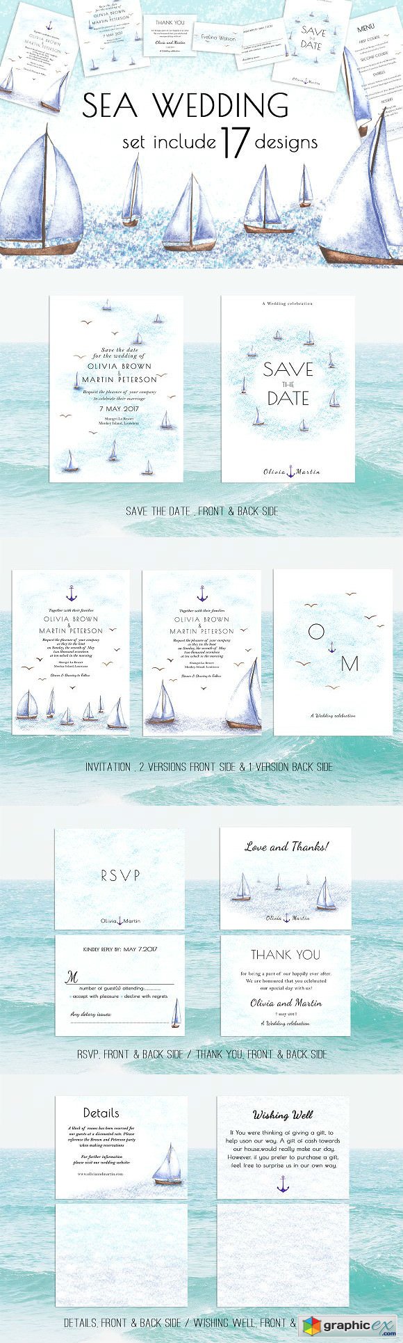 Sea Wedding Invitation Suite