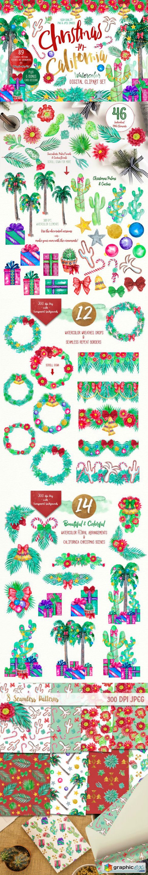 Christmas in California clipart set