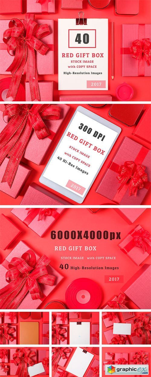 40 Red Gift Box Stock Image