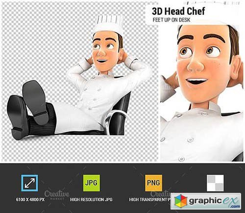 3D Head Chef Relaxing