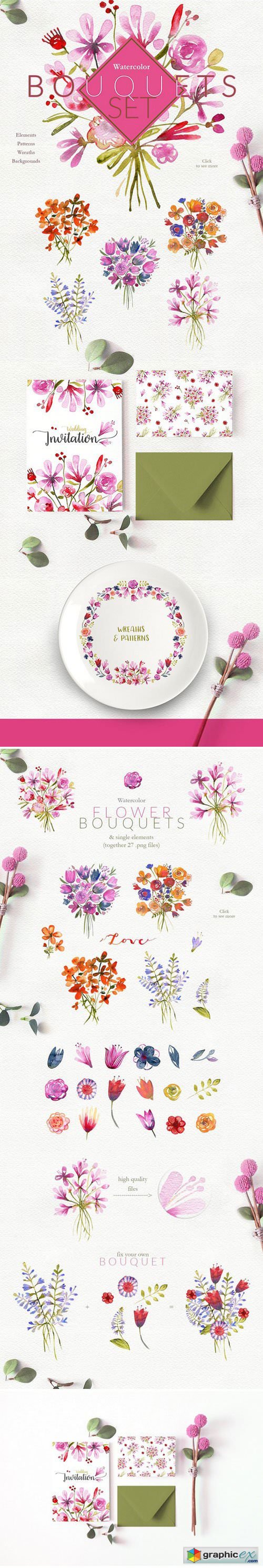 Watercolor Bouquets Set