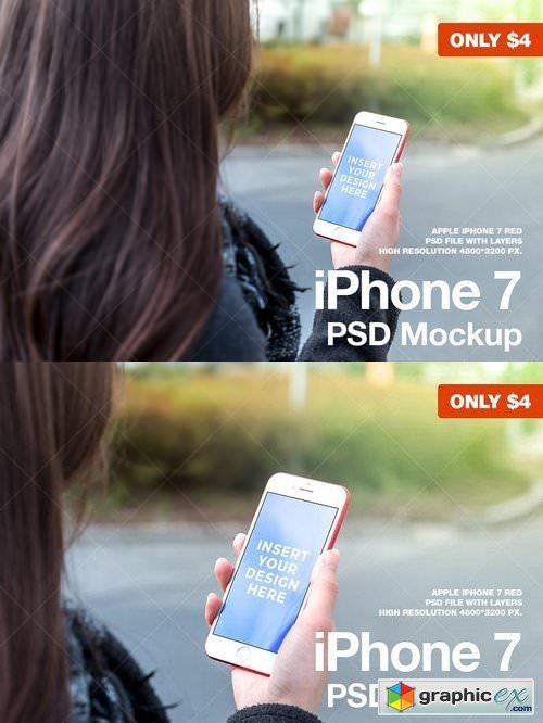 iPhone 7 RED PSD Mockup 1419614