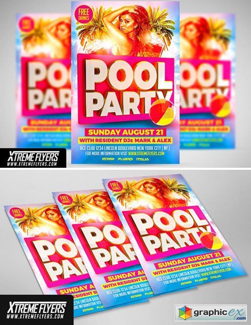 Pool Party Flyer Template 1811212