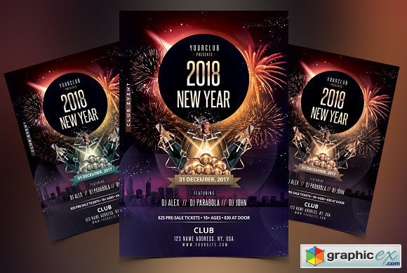 2018 New Year - NYE PSD Flyer