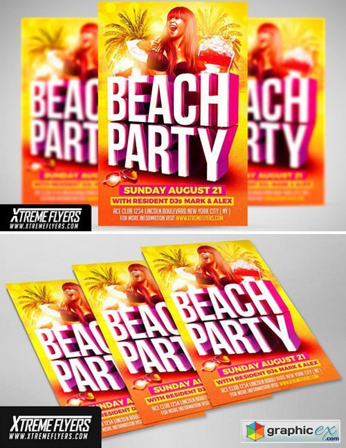 Beach Party Flyer Template 1811247