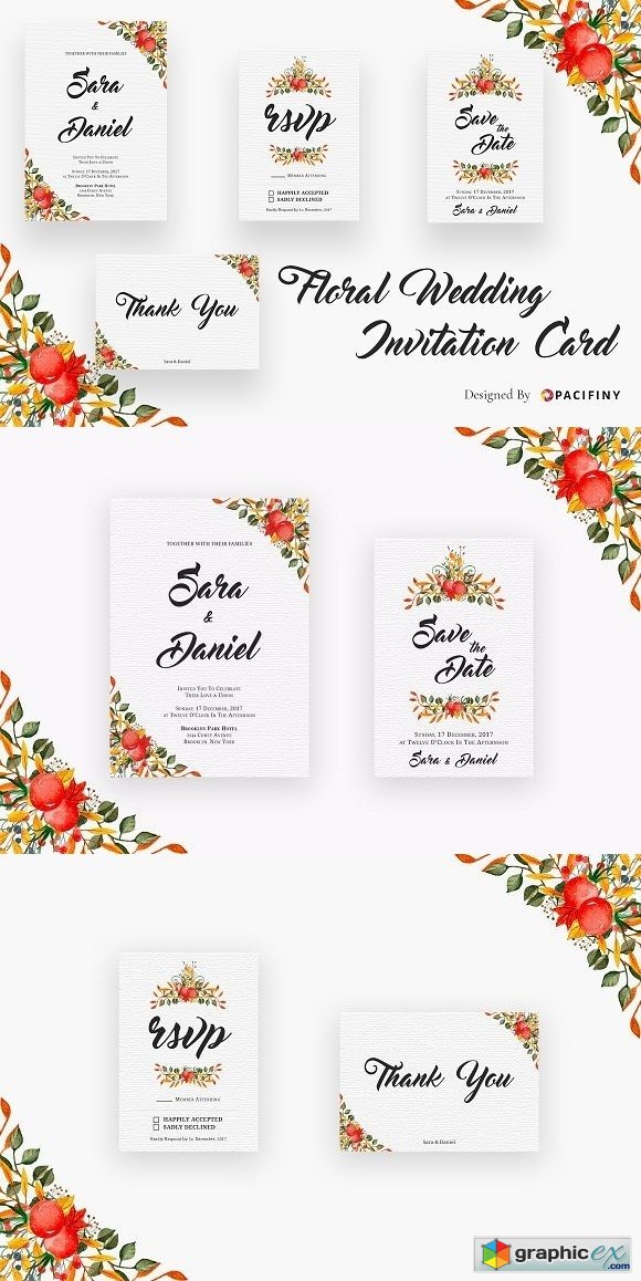 Watercolor Floral Wedding Invitation 2051909