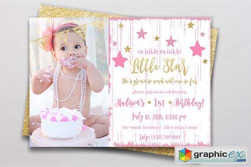 Birthday Invitation Card Little Star
