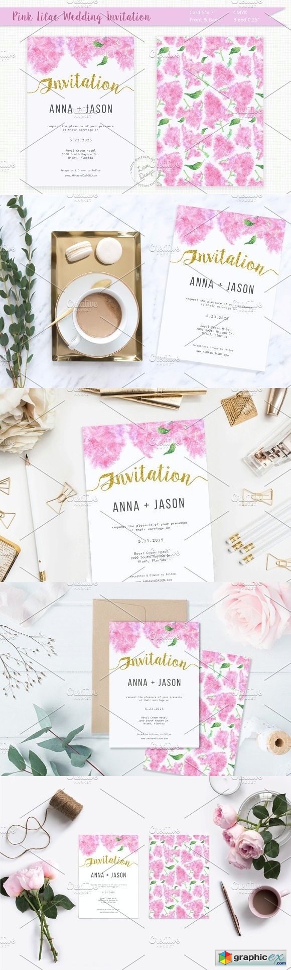 Pink Lilac Watercolor Wedding Invite