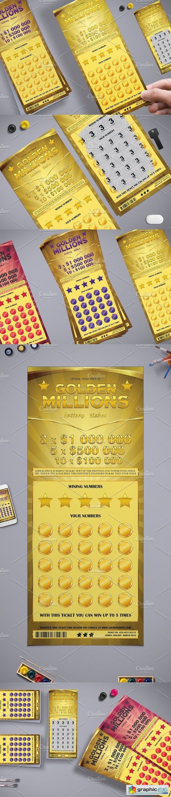 Lottery Ticket in Golden Style