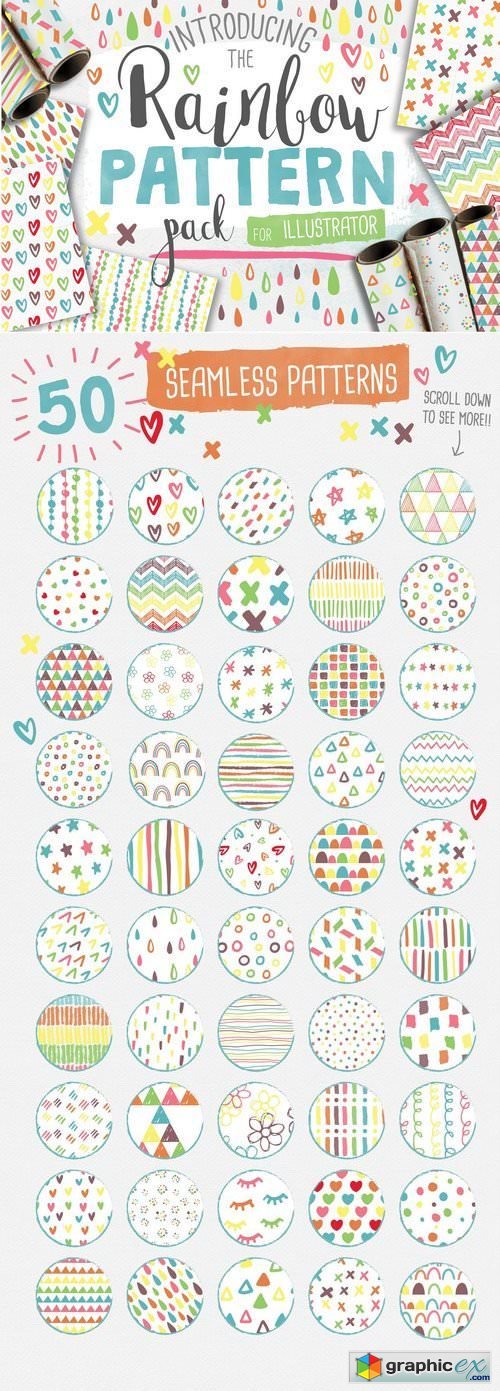 50 Seamless Rainbow Patterns