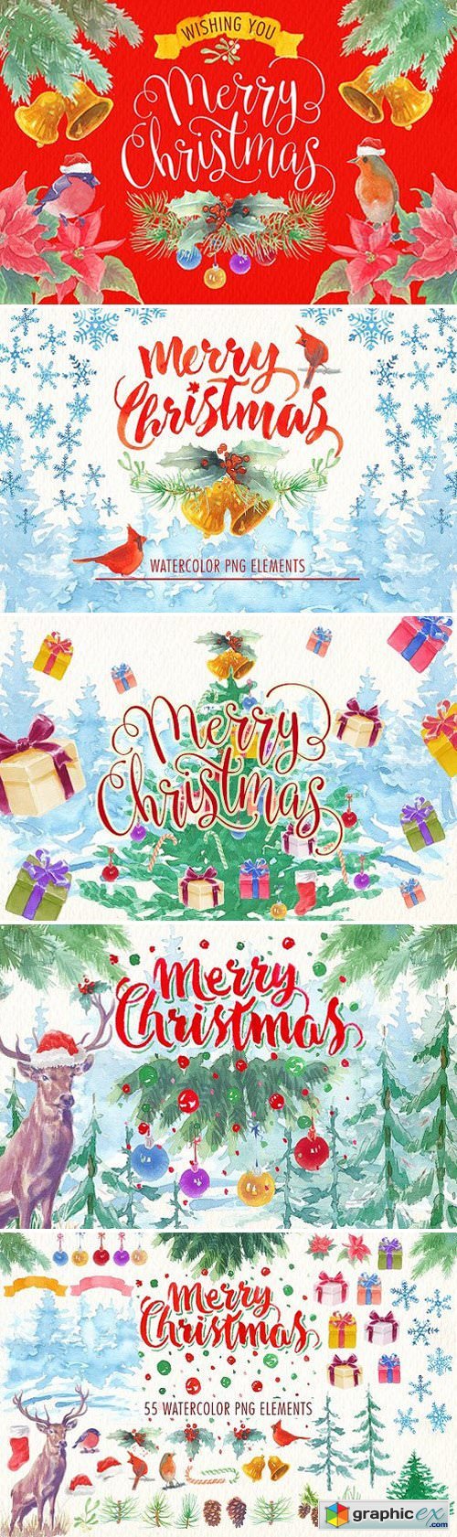 Watercolor christmas png elements 1782924