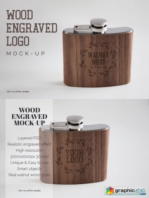Wood Engraved Logo Mock-up